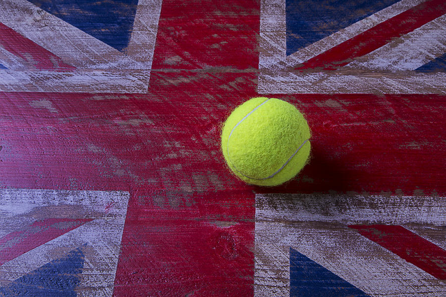 Ball Photograph - British flag and tennis ball by Garry Gay