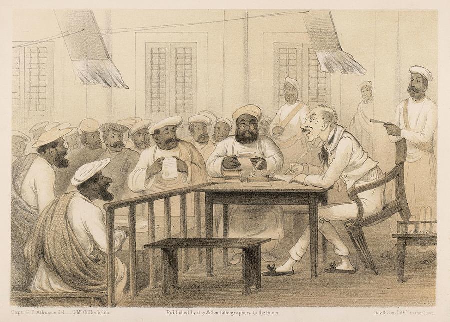 Curry Drawing - British Judge Hearing A Case by Mary Evans Picture Library