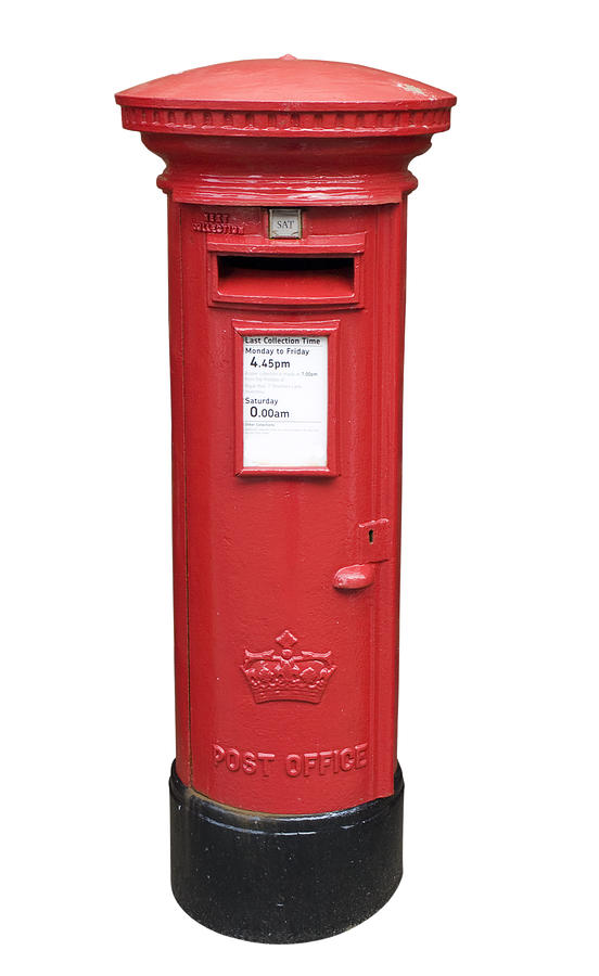 British Post Box Isolated on White Photograph by Gannet77