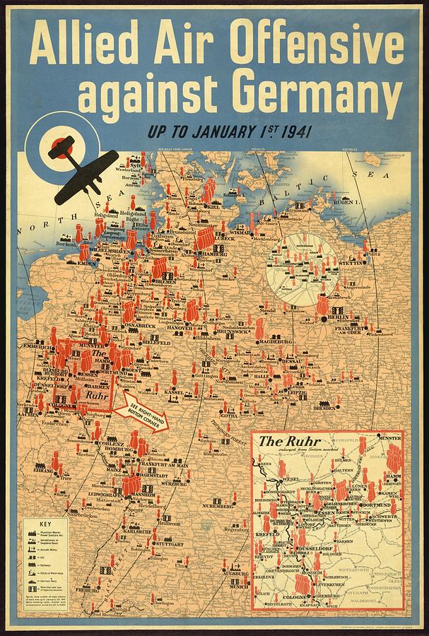 British Poster Map Of The Allied Aerial Photograph by Everett