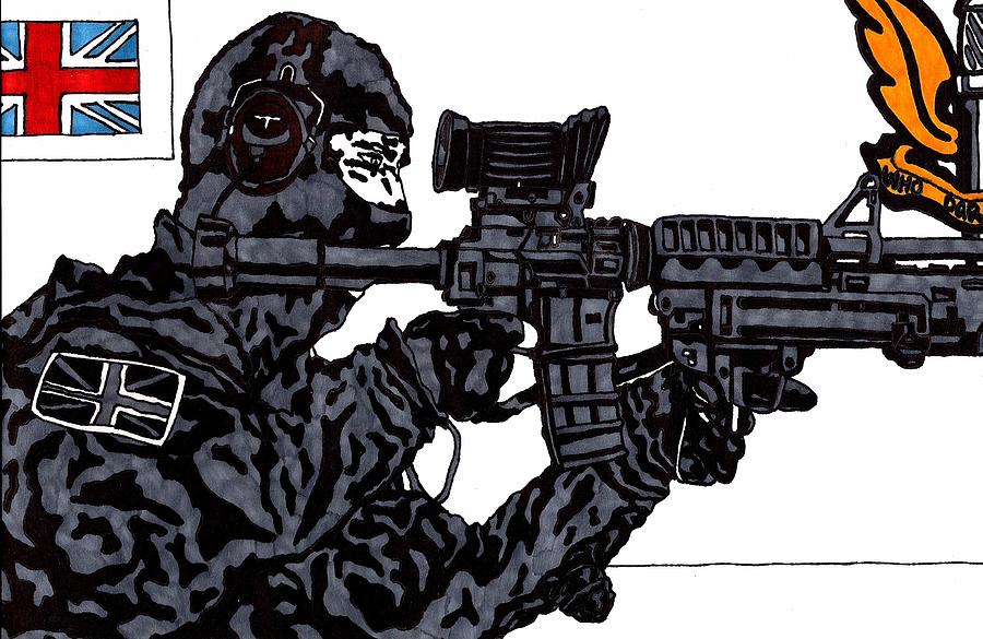 British Sas Soldier Drawing by Jeremiah Colley