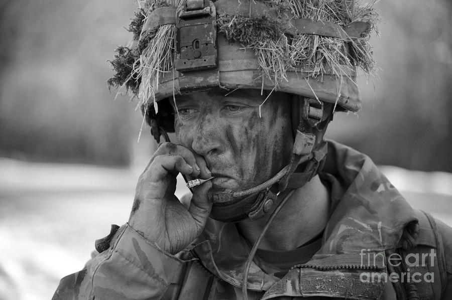 British Soldier Smoking A Cigarette Photograph By Andrew Chittock