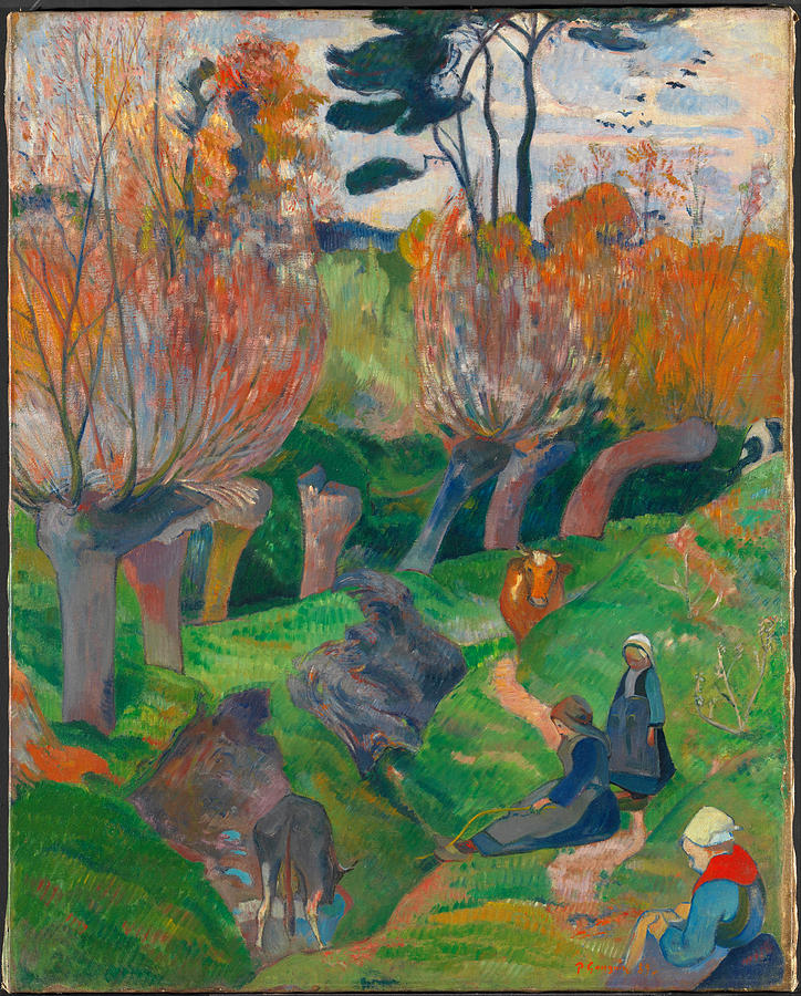 Brittany Landscape with cows Painting by Paul Gauguin