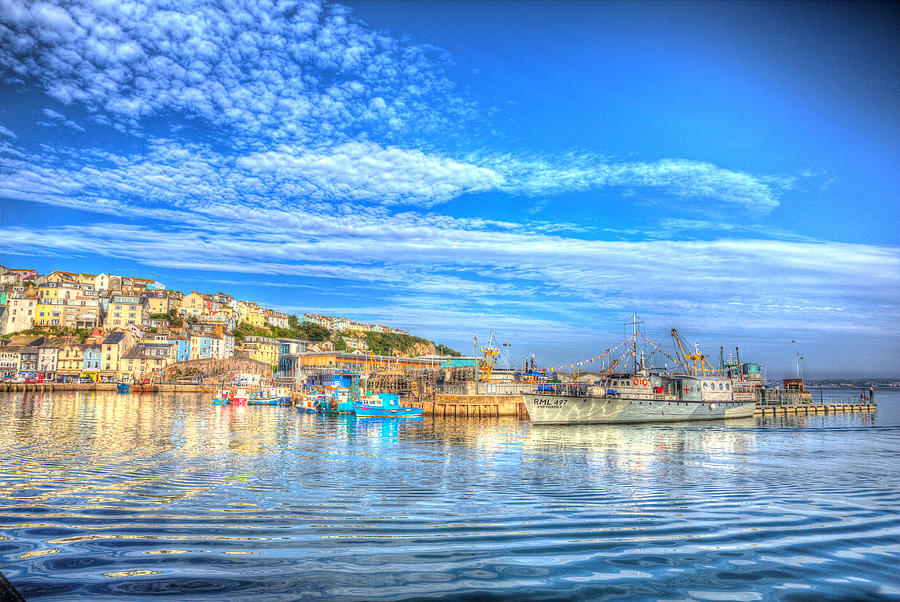 Rope Photograph - Brixham Devon England UK English harbour summer day with blue sky traditional coast scene by Charlesy 