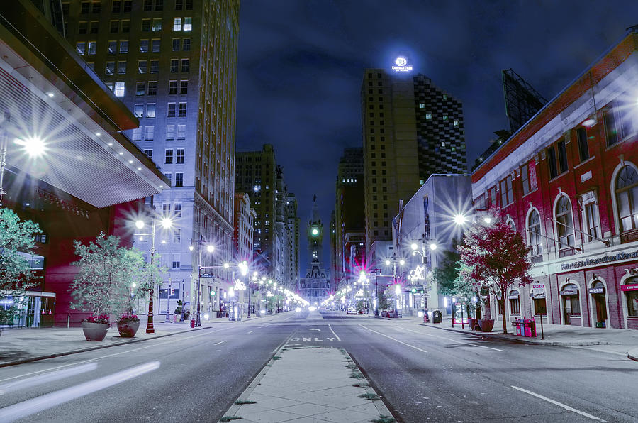 Philadelphia Photograph - Broad Street at Night by Bill Cannon