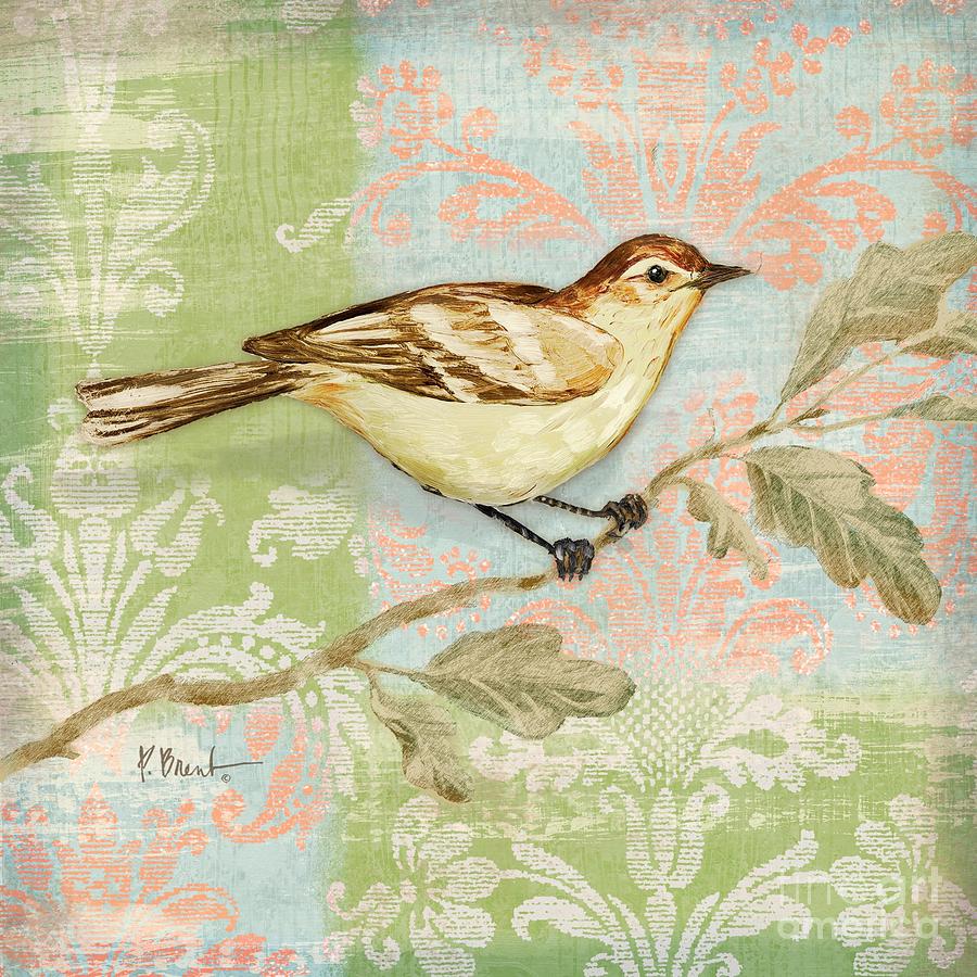 Fabric Painting - Brocade Songbird I by Paul Brent