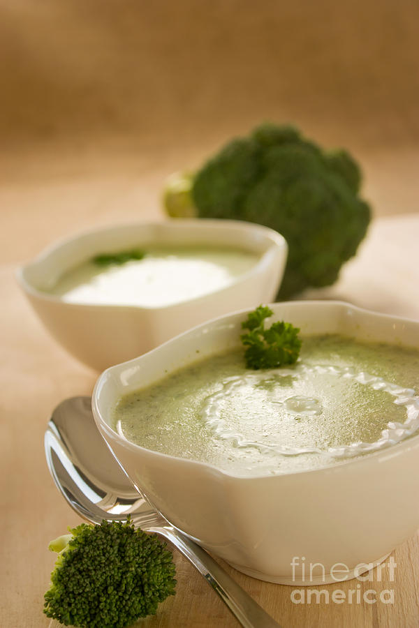 Bread Photograph - Broccoli soup by Mythja Photography