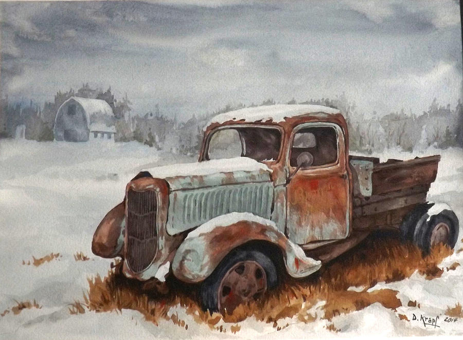 Landscape Pastel - Brogans Truck in Winter by Dan Krapf