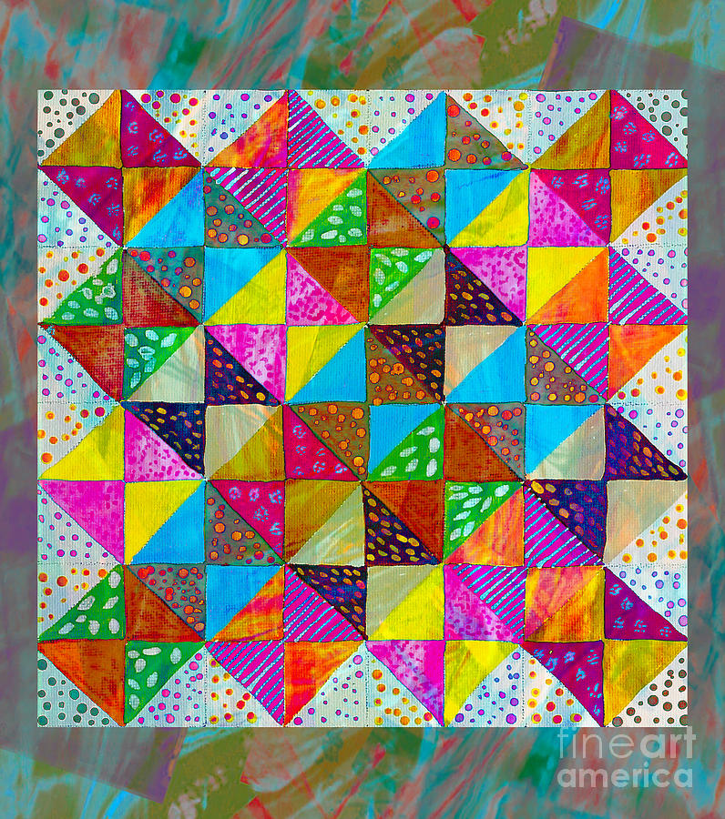 Scissor Painting - Broken Dishes - Quilt Pattern - Painting 2 by Barbara A Griffin