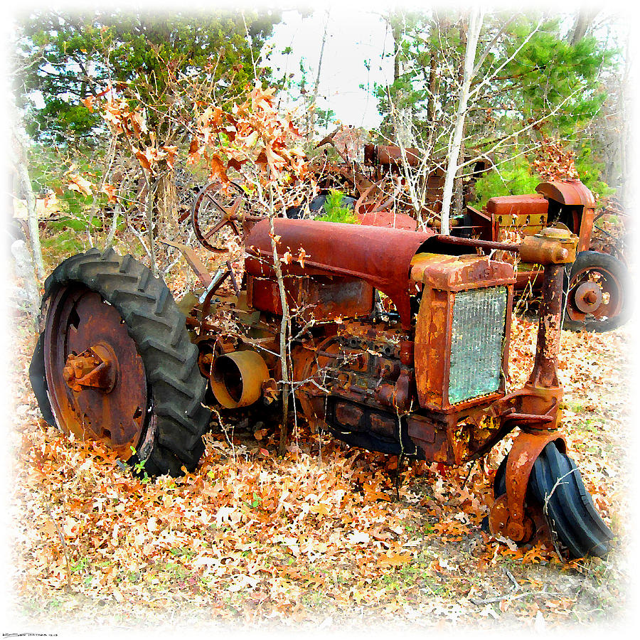 Broken Down Old tractor Digital Art by K Scott Teeters