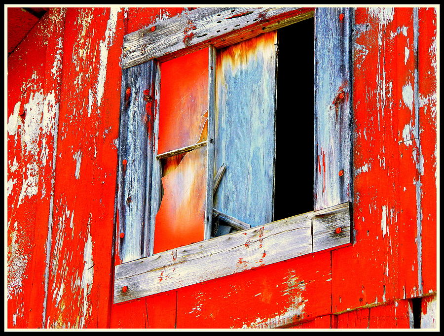 Architecture Photograph - Broken Red Window by Kathy Barney