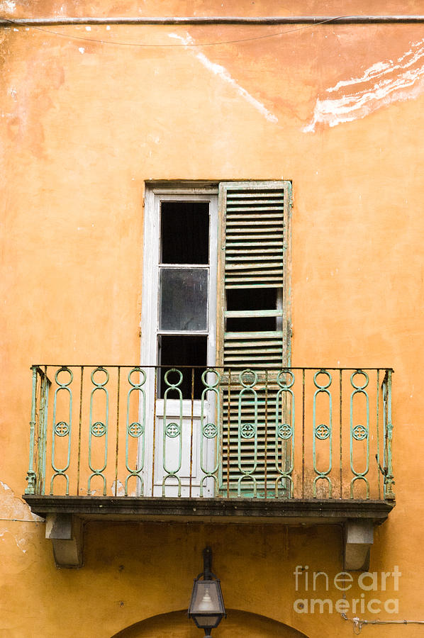 broken window shutter and veranda run down Italian House Photograph by Peter Noyce