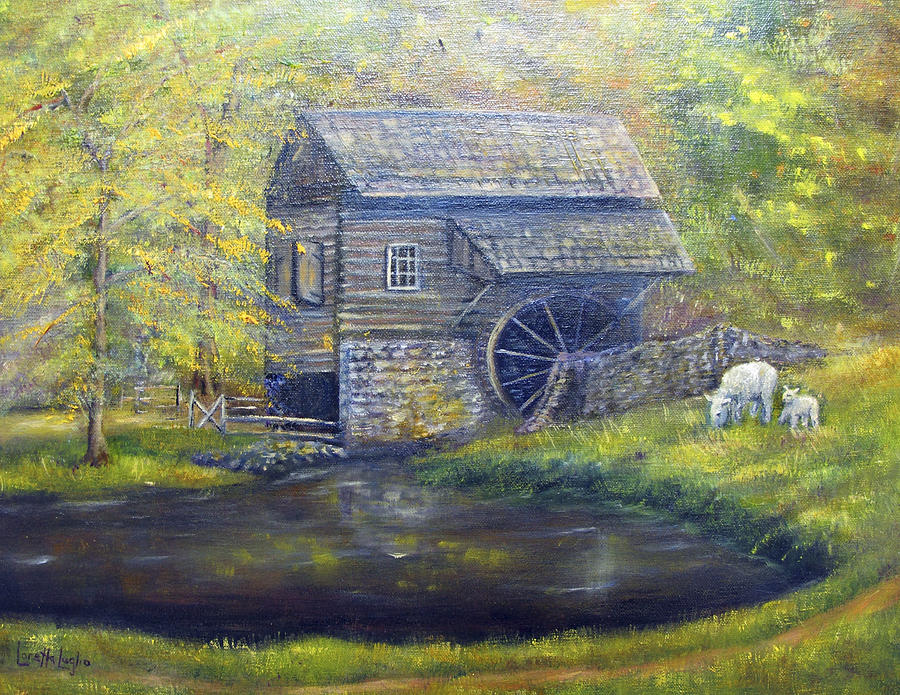 Bromley Mill at Cuttalossa Farm Painting by Loretta Luglio