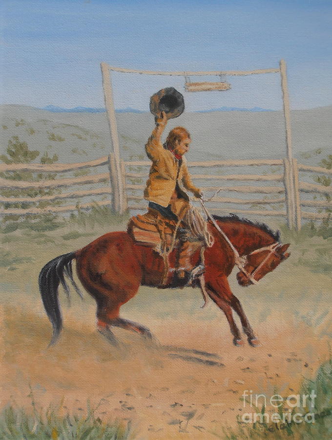 Bronco Painting by Elaine Jones