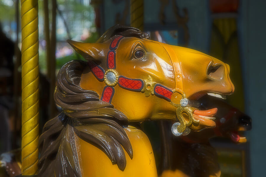 Fantasy Photograph - Bronze carrousel horse by Garry Gay
