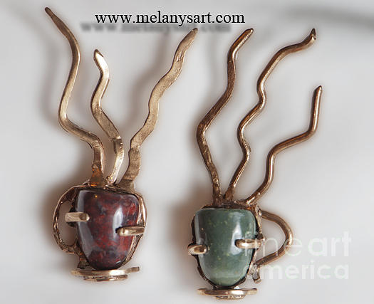 Bronze Coffee Cups Brooches Jewelry by Melany Sarafis