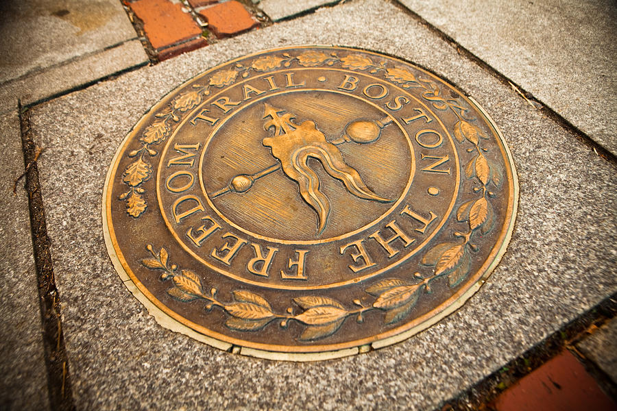 Bronze marker on the Freedom Trail Photograph by Pgiam