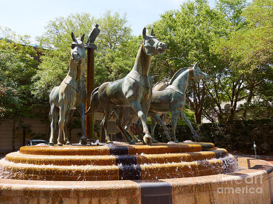 Horse Photograph - Bronze sculpture of four horses in front of Charleston Place by Louise Heusinkveld