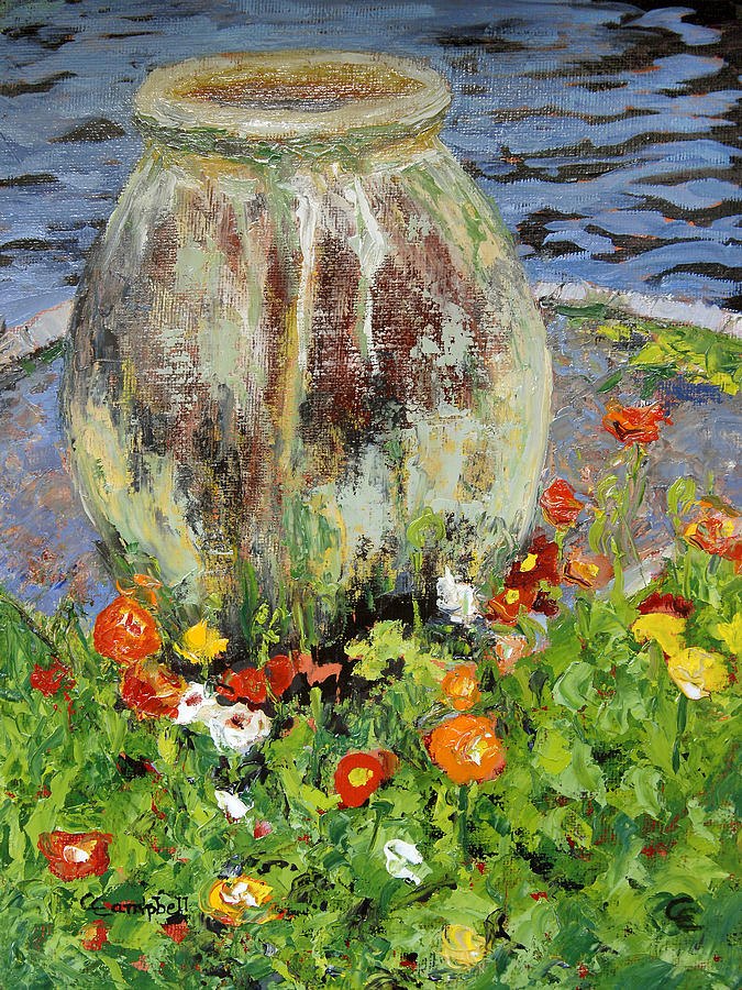 Gardens Painting - Brookgreen Urn by Cecelia Campbell Gardens Painting - Brookgreen Urn by Cecelia Campbell