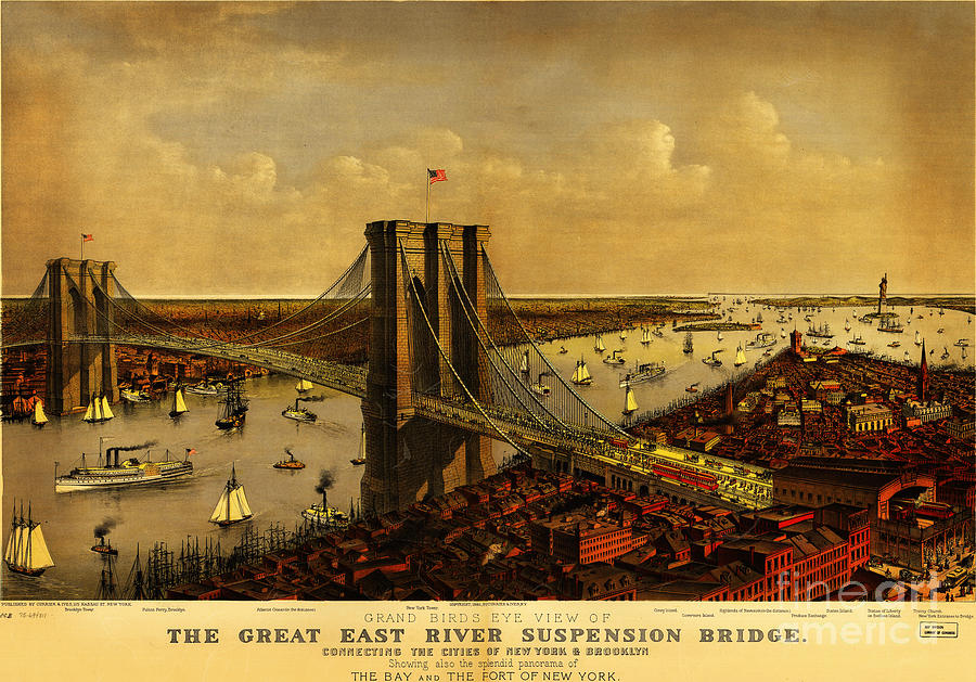 Brooklyn Bridge 1885 Painting