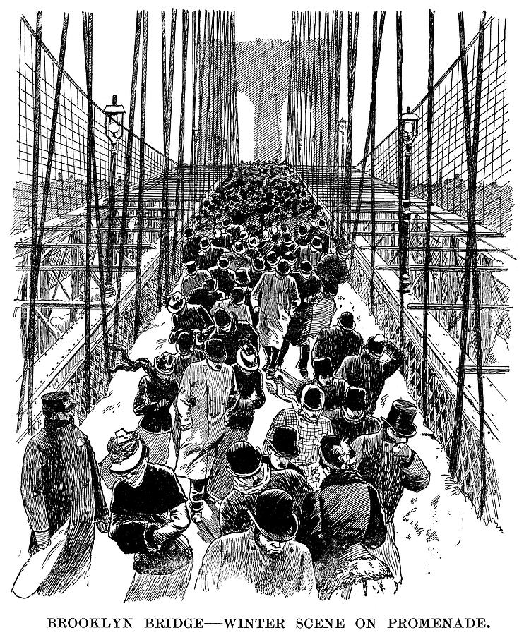Brooklyn Bridge Drawing - Brooklyn Bridge, 1898 by Granger