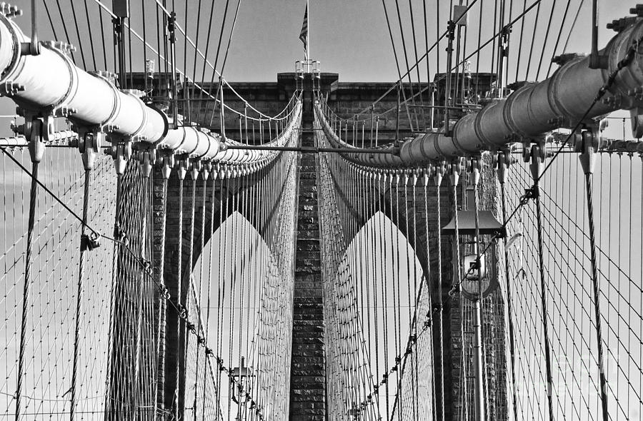 Brooklyn Bridge 2 Black And White Photograph by Steve Purnell