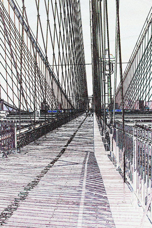 Brooklyn Bridge Abstract I Digital Art by Christiane Schulze Art And Photography