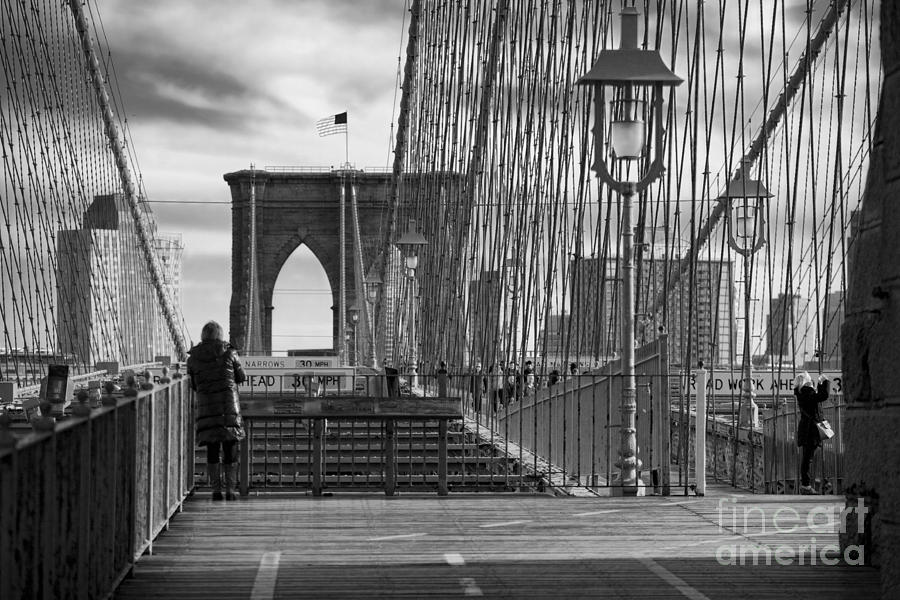 Brooklyn Bridge Photograph - Brooklyn Bridge alone by Chuck Kuhn