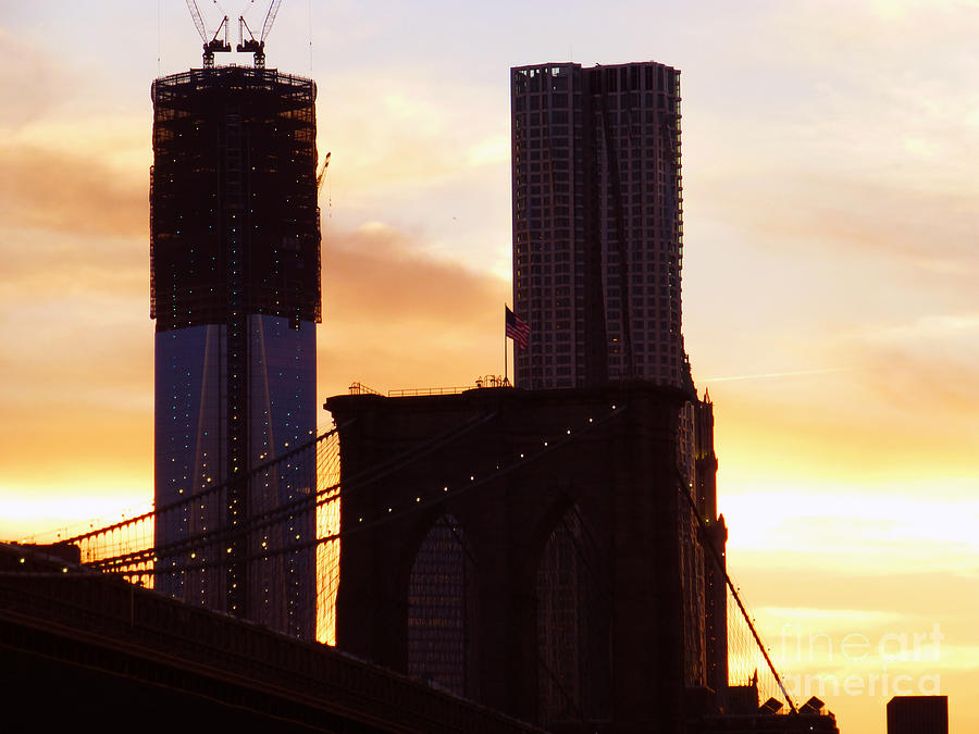 Brooklyn Bridge and One WTC sunset Photograph by Steven Spak