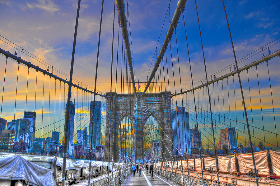 Brooklyn Bridge Photograph - Brooklyn Bridge at Dusk by Randy Aveille