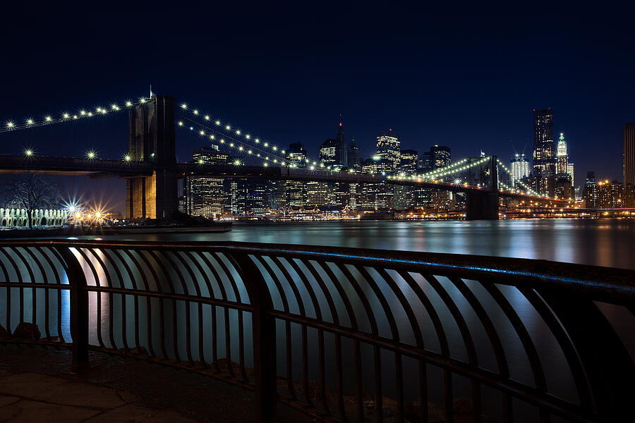 Brooklyn Bridge at Night Photograph by David Smith