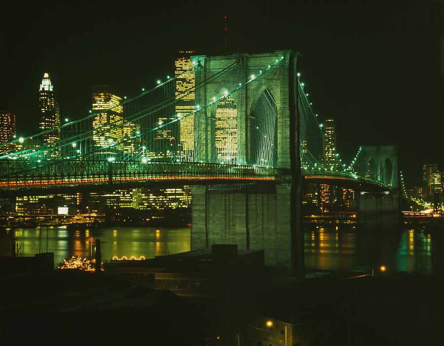 Brooklyn Bridge at Night Photograph by Georgia Clare