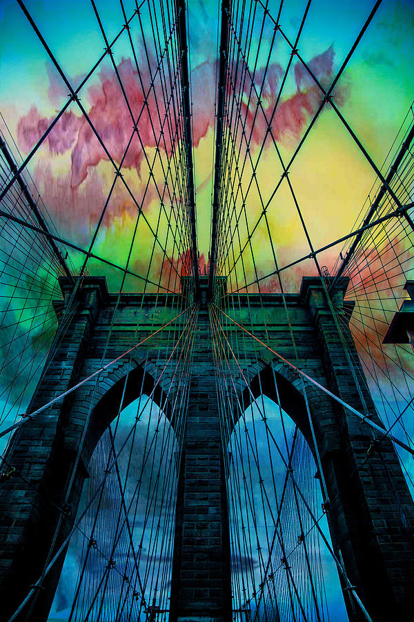 Brooklyn Bridge Digital Art - Psychedelic Skies by Az Jackson