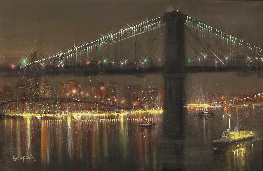 Brooklyn Bridge Cruciform Painting by Tom Shropshire