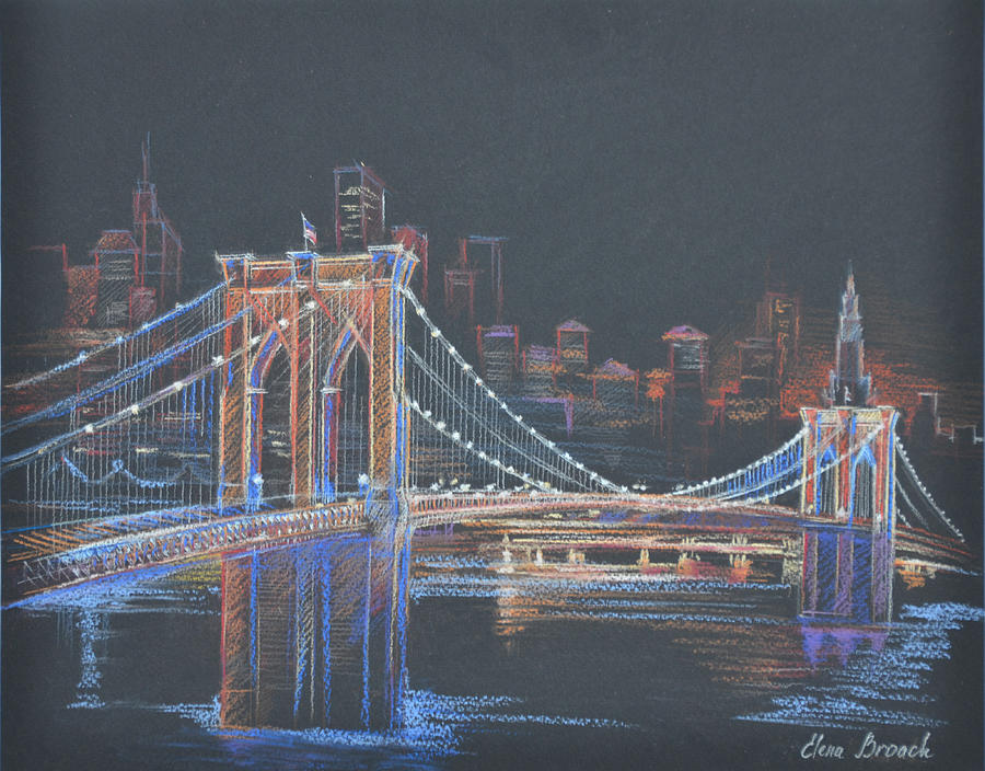 Architecture Pastel - Brooklyn Bridge by Elena Broach