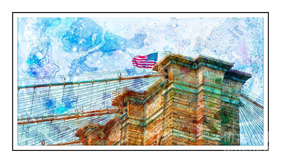 Brooklyn Bridge Flag Ver - 1 Photograph by Larry Mulvehill