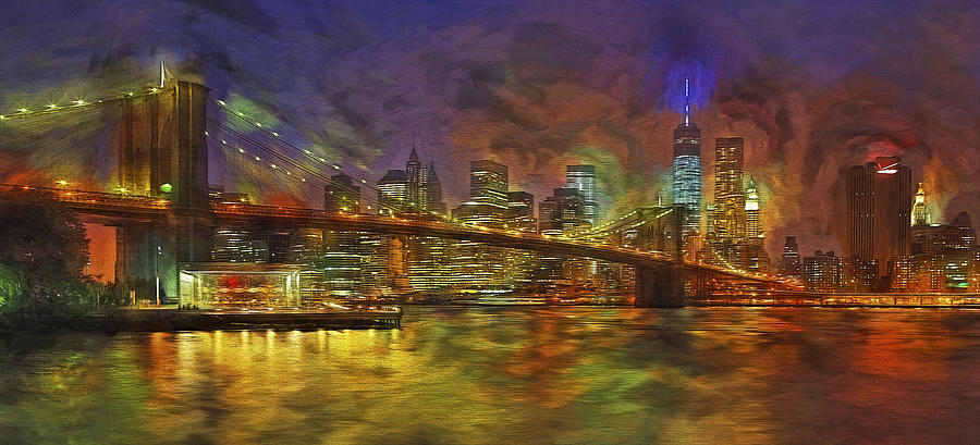 Brooklyn Bridge Impressionism Photograph by Susan Candelario