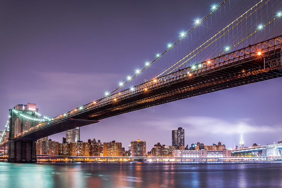 Brooklyn Bridge Lights Photograph by Ovidiu Rimboaca - Fine Art America