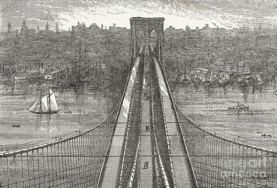 Brooklyn Bridge, New York, 1883 Photograph by Wellcome Images