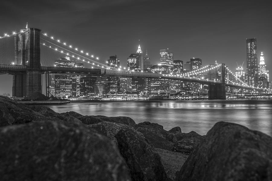 Brooklyn Bridge NYC Black and White Photograph by John McGraw