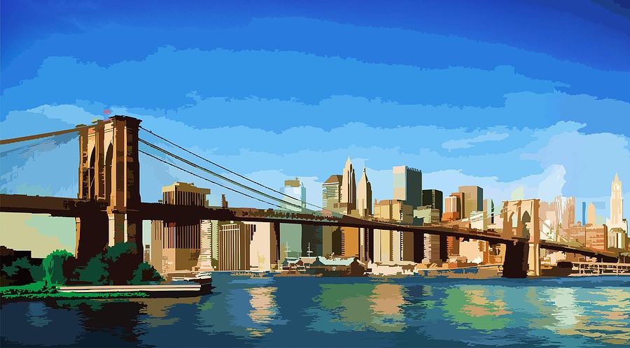 Brooklyn bridge  Digital Art by P Dwain Morris