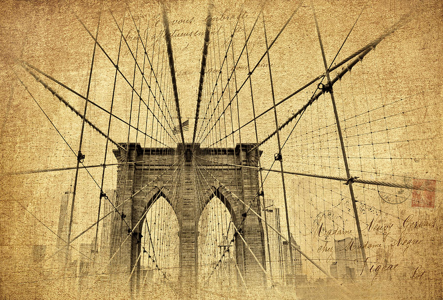 Brooklyn Bridge Postcard Photograph by Jessica Jenney