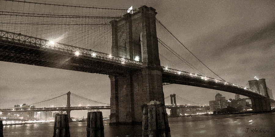 Brooklyn Bridge Sepia Photofresco Photograph by Joseph Hedaya