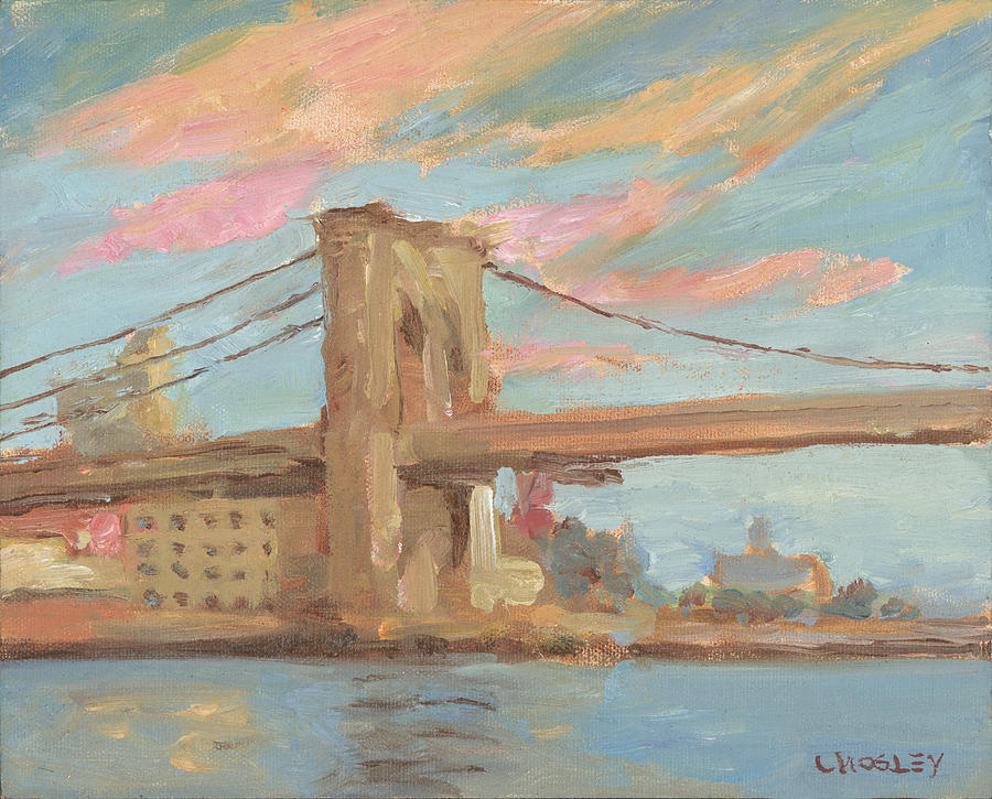 Brooklyn Bridge Painting - Brooklyn Bridge Sunset 2012 by Walter Lynn Mosley