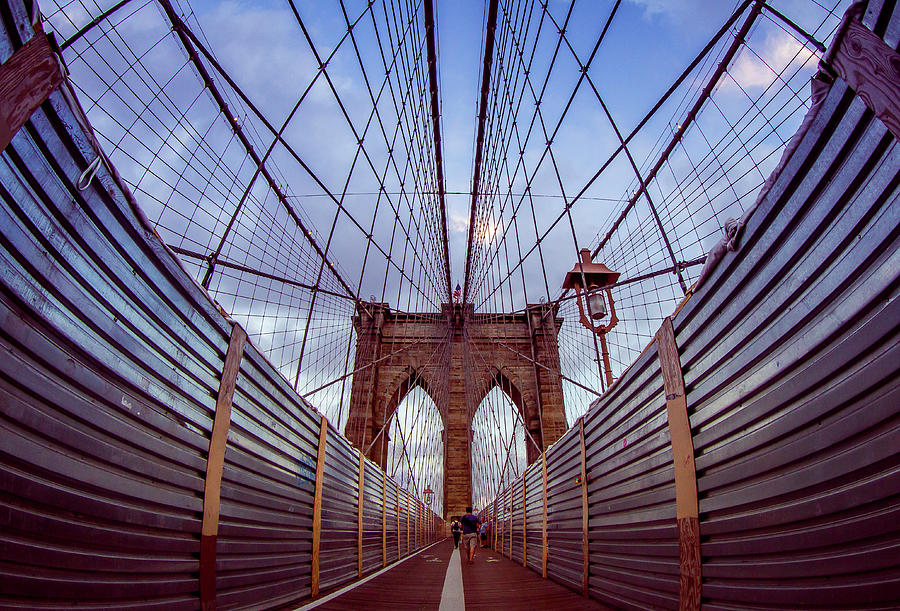 Brooklyn Bridge Wide Angle Photograph by Lotus Carroll