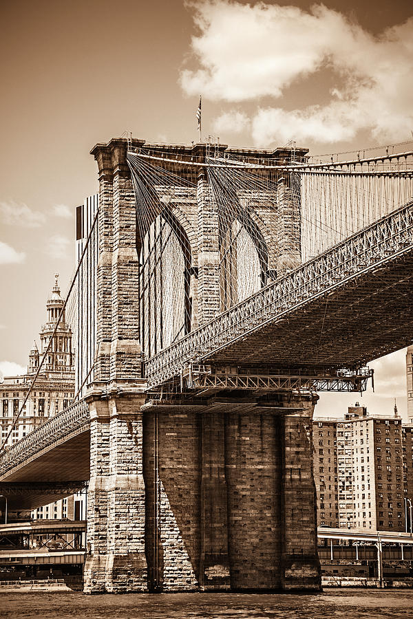 Brooklyn Bridge With View On Downtown Photograph by Mbbirdy