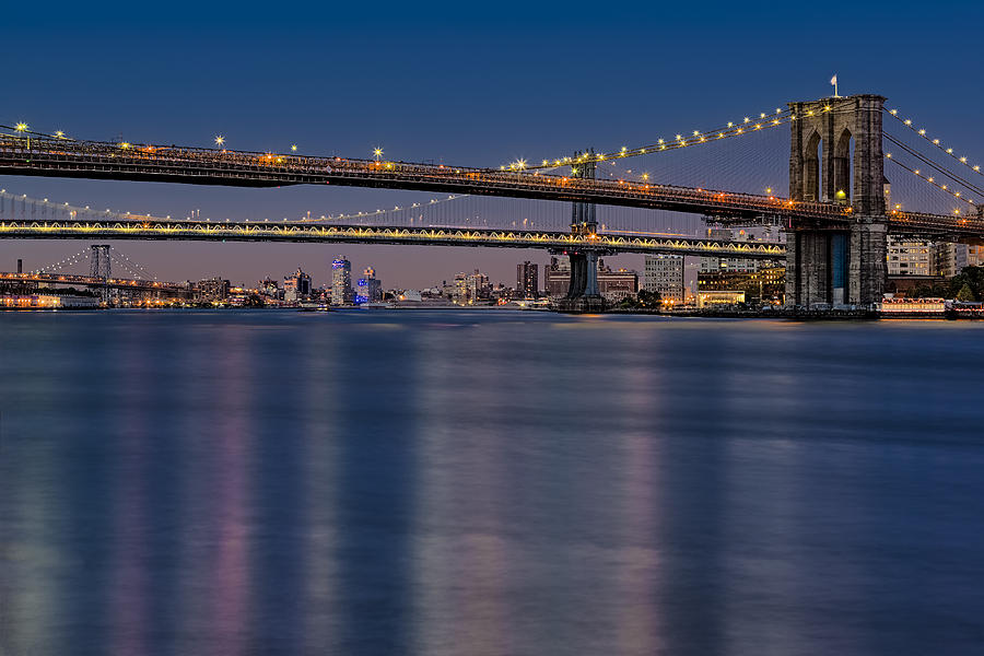 Brooklyn Manhattan and Williamsburg Bridges NYC Photograph by Susan Candelario