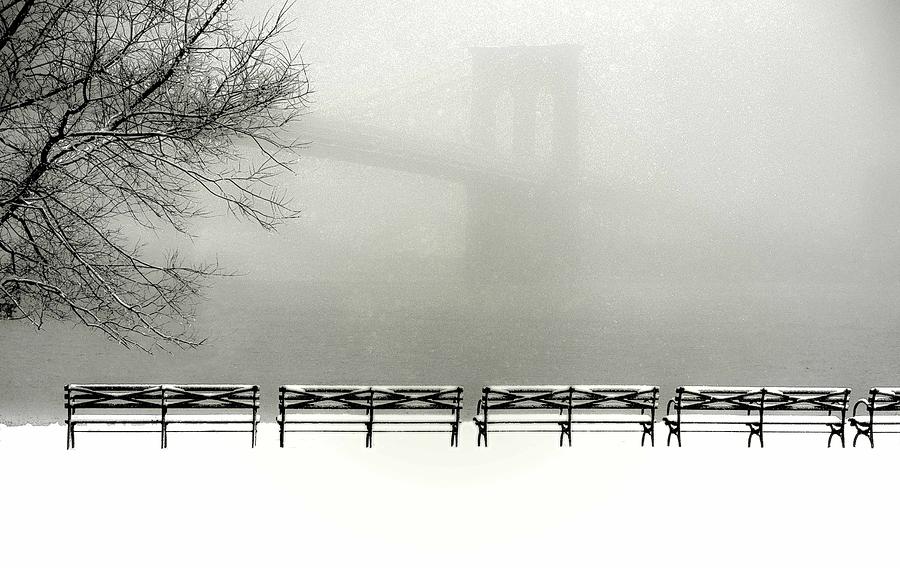 Brooklyn Bridge Photograph - Early Morning Snow by Jeff Watts