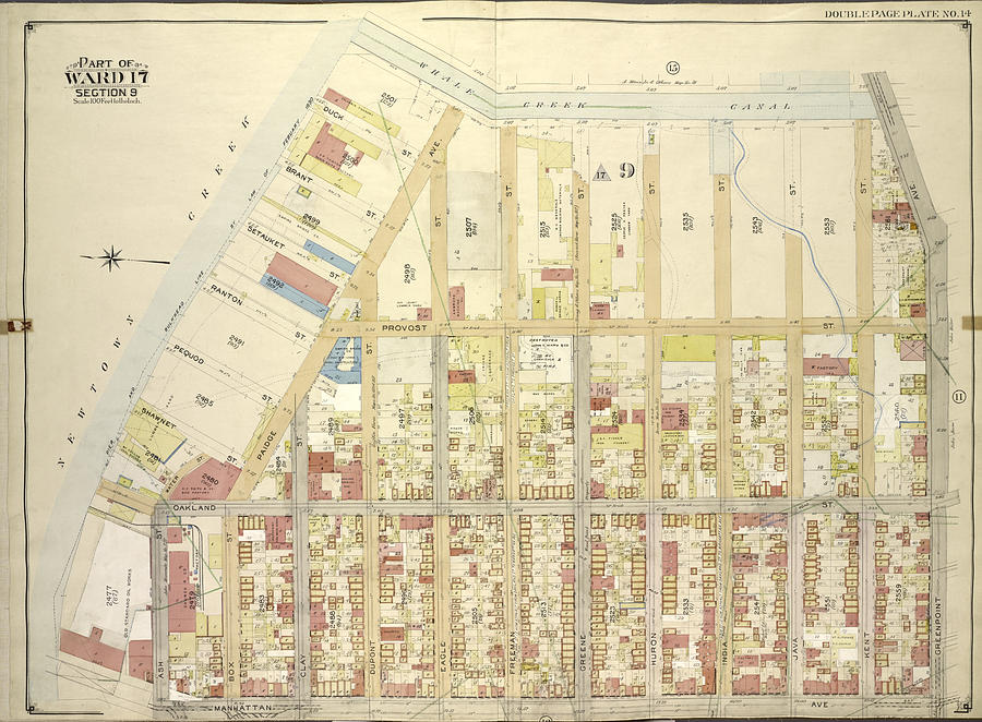 Map Drawing - Brooklyn, Vol. 3, Double Page Plate No. 14 Part Of Ward 17 by Litz Collection