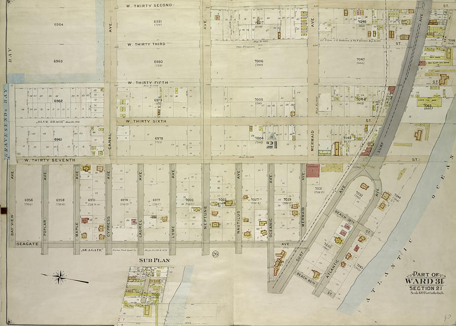 Map Drawing - Brooklyn, Vol. 7, Double Page Plate No. 27 Part Of Ward 31 by Litz Collection
